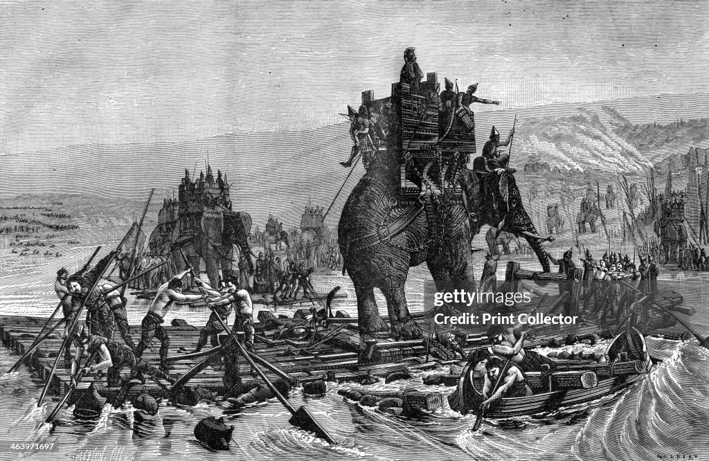 Hannibal crossing the Rhone, 218 BC (1882-1884). Artist: Gilbert