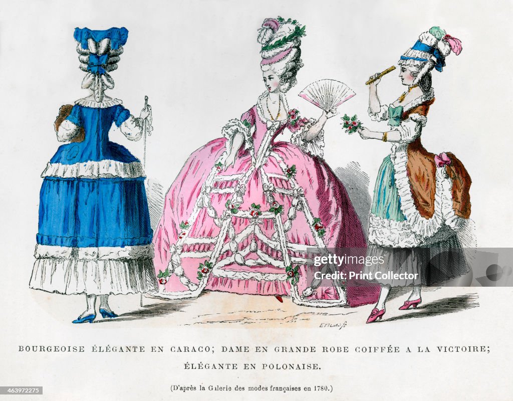 French women's fashions, 1780 (1882-1884).