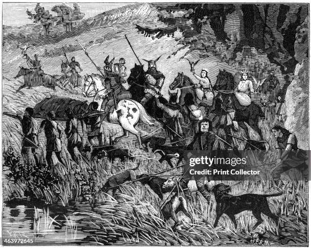 Charlemage hunting, 8th-9th century . Hunting in an Oriental/Eastern style with falcons. King of the Franks from 768, Charlemagne was crowned Emperor...