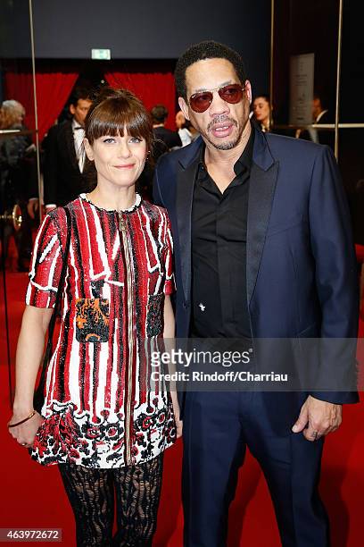 Marina Fois and Didier Morville aka JoeyStarr arrive at the 40th Cesar Film Awards 2015 Cocktail at Theatre du Chatelet on February 20, 2015 in...