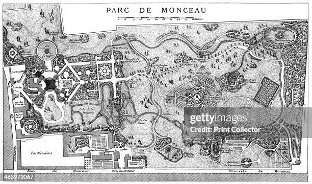 Plan Of Monceau Park, Paris . Designed by Louis Carrogis Carmontelle , French dramatist, painter and architect.