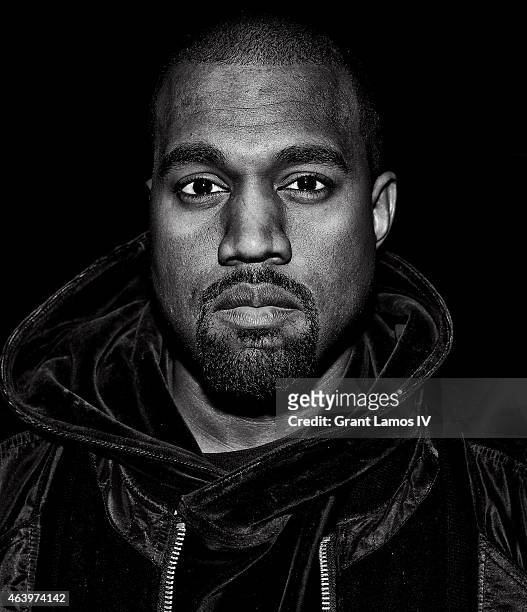 Kanye West attends the Jeremy Scott show during MADE Fashion Week Fall 2015 at Milk Studios on February 18, 2015 in New York City.