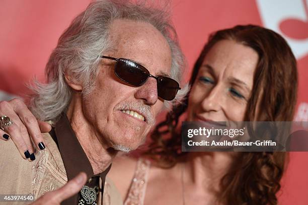 Musician John Densmore of the Doors and Ildiko Von Somogyi arrive at the 2015 MusiCares Person of The Year honoring Bob Dylan at Los Angeles...