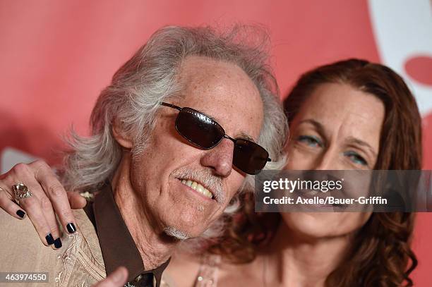 Musician John Densmore of the Doors and Ildiko Von Somogyi arrive at the 2015 MusiCares Person of The Year honoring Bob Dylan at Los Angeles...