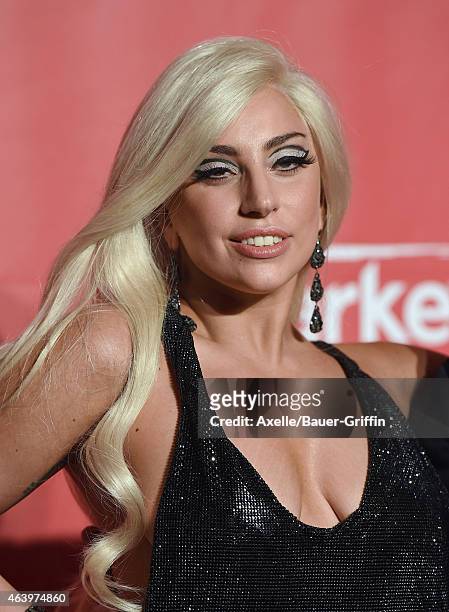 Recording artist Lady Gaga arrives at the 2015 MusiCares Person of The Year honoring Bob Dylan at Los Angeles Convention Center on February 6, 2015...