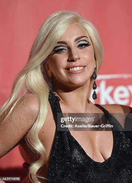 Recording artist Lady Gaga arrives at the 2015 MusiCares Person of The Year honoring Bob Dylan at Los Angeles Convention Center on February 6, 2015...