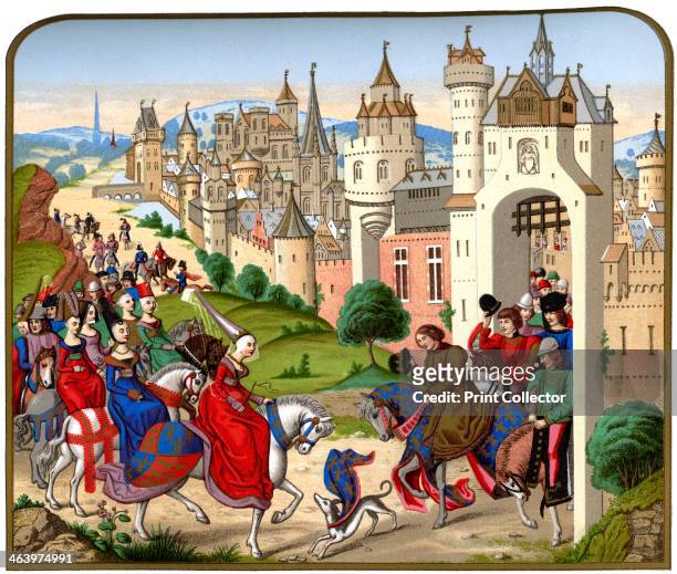 'Entrance of the Queen Isabeau of Bavaria into Paris', c1500, . Isabel was Queen Consort of France after marrying Charles VI. Illustration after a...