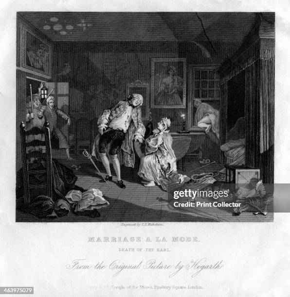 'Death of the Earl', plate V of 'Marriage a la mode', 1833. Early 19th century version of a scene from Hogarth's 'Marriage a la mode' of c1743....