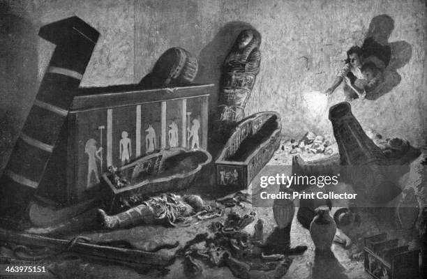 Ransacked Egyptian tomb, 1933-1934. A print from Wonders of the Past, Volume I, 1933-1934.