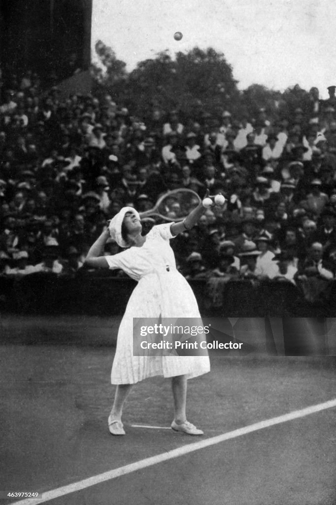 Suzanne Lenglen winning her first championship at Wimbledon, 1919, (1930).