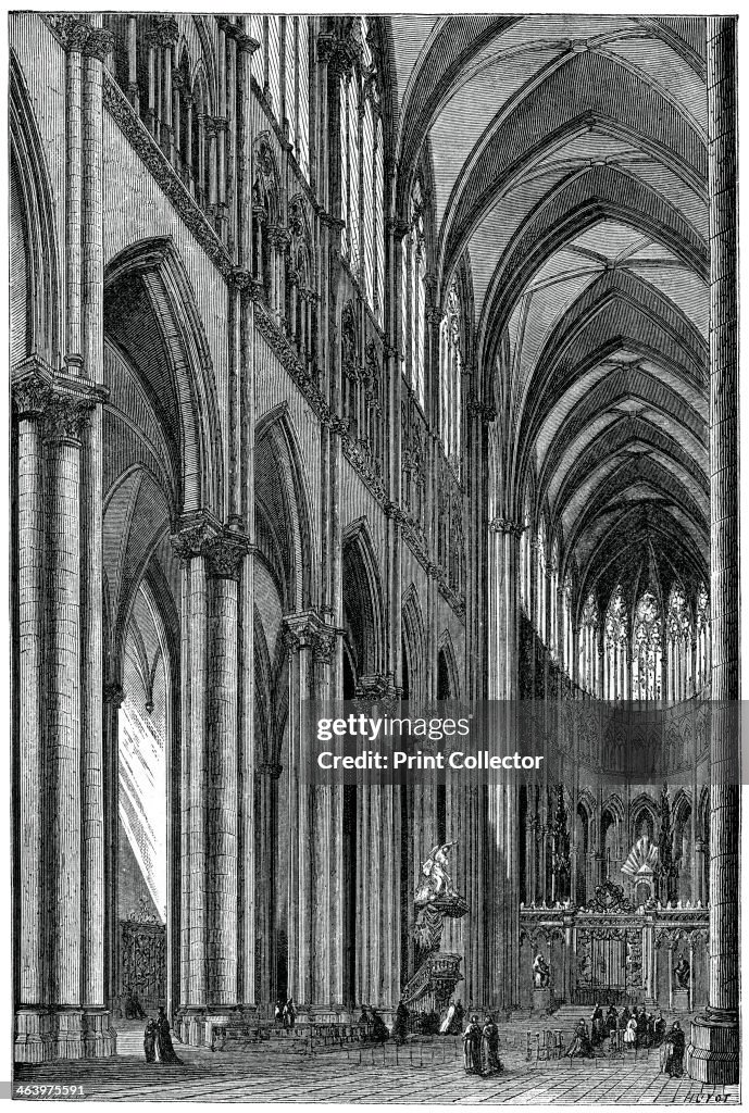 Interior of Amiens Cathedral, France, 13th century, (1870). Artist: J Huyot