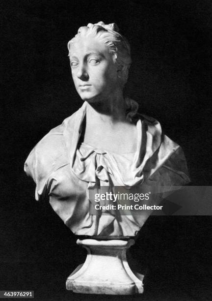 Princess Amelia, mid 18th century . White marble bust. Amelia was the second daughter of King George II of Great Britain. A print from The...