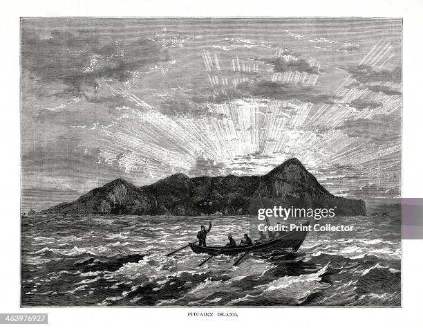 Pitcairn Island, Pacific Ocean, 1877. The islands are best known for being the home of the descendants of the Bounty mutineers and the Tahitians who...