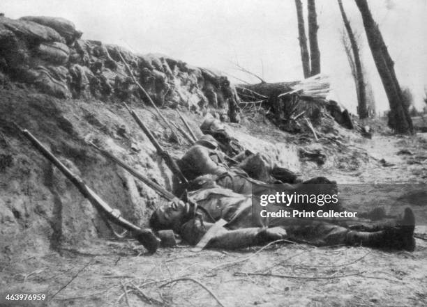French Zouave infantry killed by gas, Second Battle of Ypres, Belgium, 22 April 1915. On 22 April 1915 the Germans released 168 tons of chlorine gas...