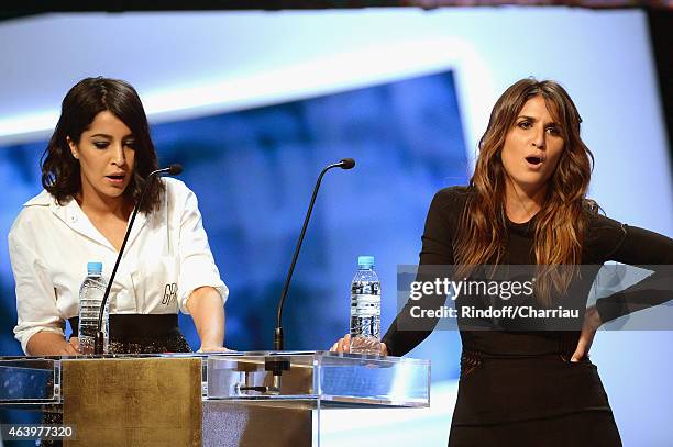 Actress Leila Bekhti and actress Geraldine Nakache attend the 40th Cesar Film Awards 2015 Ceremony at Theatre du Chatelet on February 20, 2015 in...