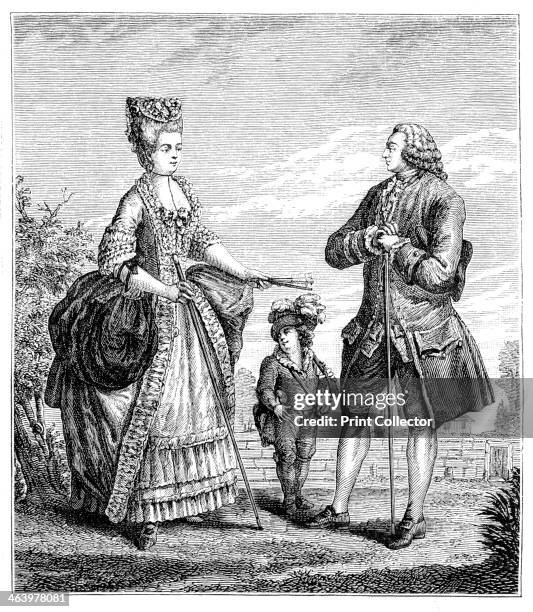 Middle Class Family, . Illustration of 18th-century dress, based on Dupin's French Costumes drawing.