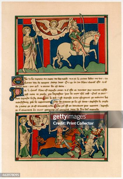 Two of the Horsemen of the Apocalypse, early 14th century. Illustration from Illuminated Manuscripts in the British Museum, Miniatures, Borders, and...