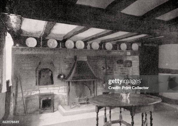 Interior of Anne Hathaway's Cottage, Shottery, Stratford-upon-Avon, Warwickshire, England, 1924-1926. Illustration from Hutchinson's Britain...