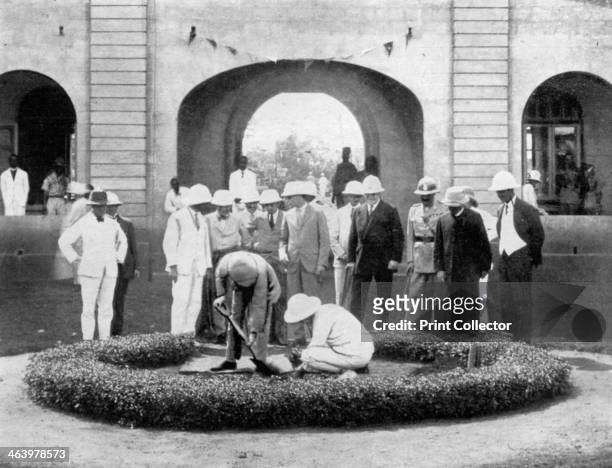 The Prince of Wales planting a tree at the Kumasi Church College, Ghana, 1926. On the death of his father, King George V, in January 1936, Prince...