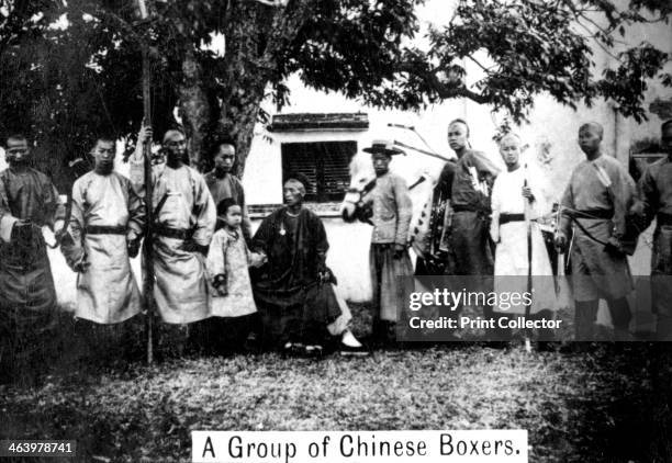 Group of Chinese Boxers, 20th century. The Boxer Movement was a Chinese rebellion from November 1899 to September 1901 against foreign influence in...