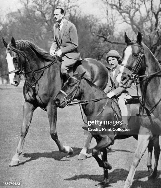 The Duke of Gloucester riding with Princess Elizabeth in Windsor Great Park, c1936. The future Queen Elizabeth II with her uncle, Prince Henry, Duke...