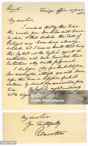 Letter from Henry John Temple to RB Hoppner, 18th June 1832. Letter written from the Foreign Office by Henry John Temple, Viscount Palmerston as...