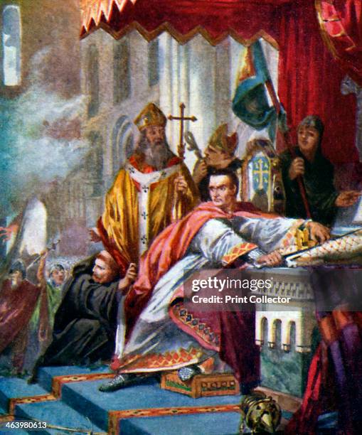 'Coronation of William the Conqueror', 1925. From Highroads of History', book II: Stories from British History, published by Thomas Nelson and Sons .