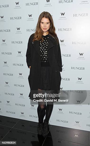 Sarah Ann Macklin attends the launch of 'Hunger Magazine, We've Got Issues' at W London - Leicester Square on February 20, 2015 in London, England.