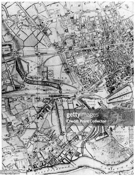 Plan of the parish of St George's, Hanover Square, London, 1907. A print from The History of the Squares of London Topographical and Historical by E...