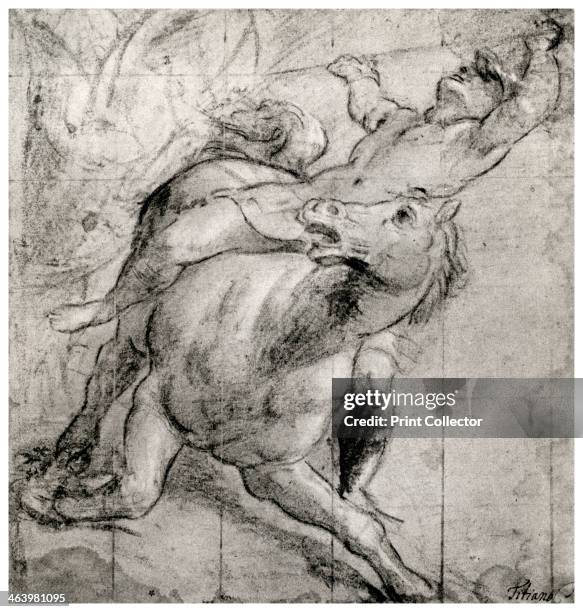 'Horseman Falling', c1565, . A print from Titian Paintings and Drawings, introduction by Hans Tietze, Phaidon Press, Vienna, 1937. Found in the...