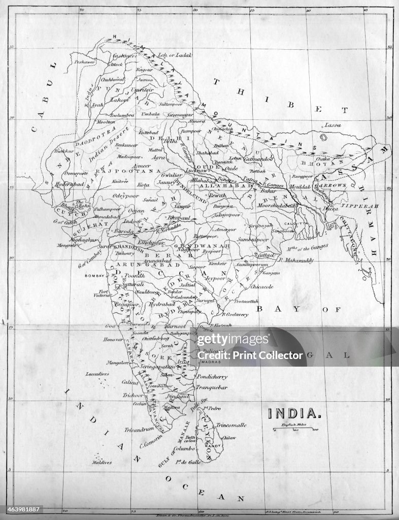 Map of India, 1847.