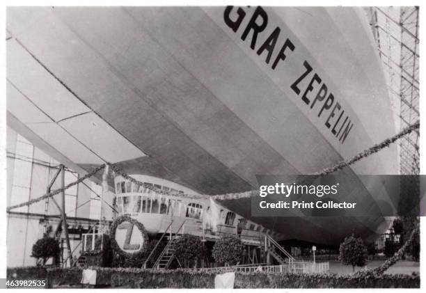 Launch ceremony for Zeppelin LZ127 'Graf Zeppelin', Friedrichshafen, Germany, 9th July 1928 . The 'Graf Zeppelin' was the most successful airship...