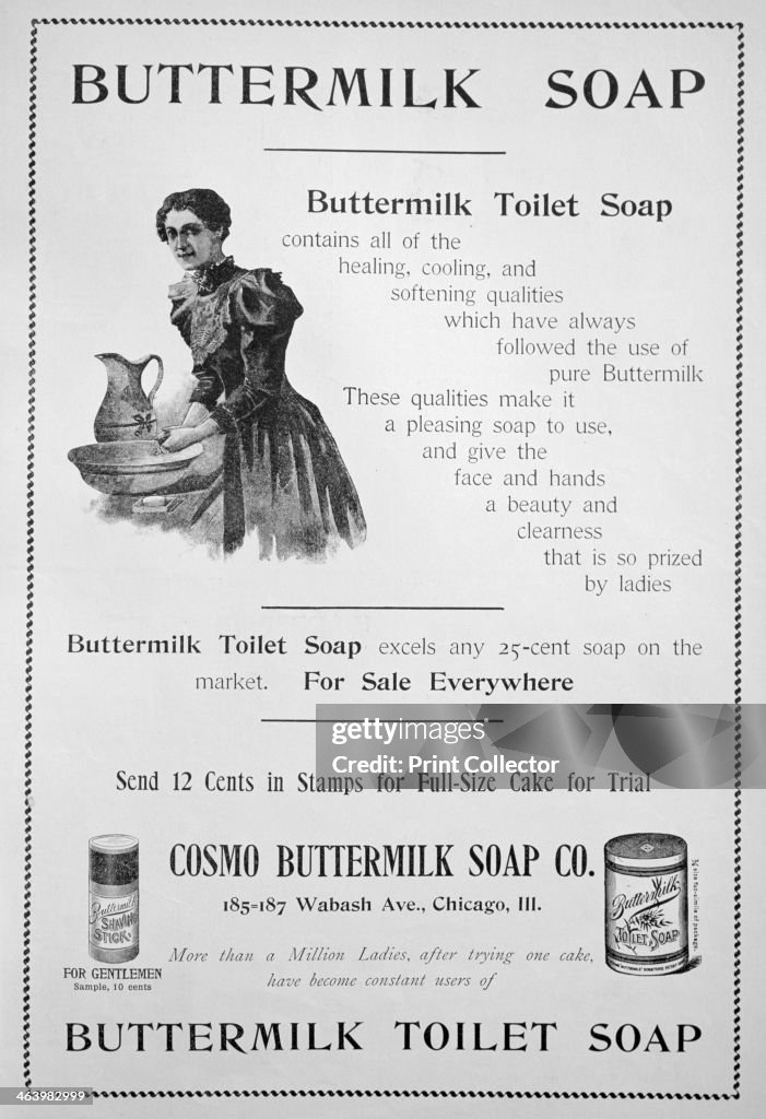 Advert for Cosmo Buttermilk toilet soap, 1894.