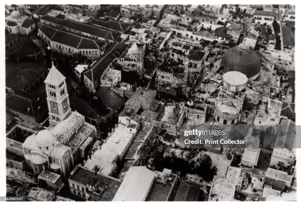 Aerial view of the Church of the Holy Sepulchre, Jerusalem, Palestine, from a Zeppelin, 1931 (1933).