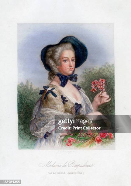Madame de Pompadour as the beautiful gardener. Born Jeanne-Antoinette Poisson, Madame de Pompadour was the mistress of Louis XV of France.