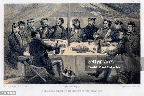 Christmas dinner on the hights before Sebastopol, c1850.