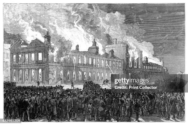 Riots in Montreal, Canada . The burning of the House of Assembly. Illustration from The life and times of Queen Victoria by Robert Wilson, .