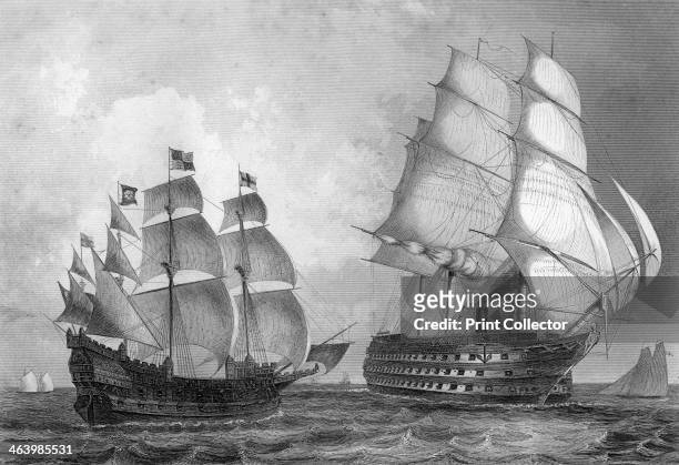 The 'Great Harry', man of war, the largest ship in the world during the reign of Henry VIII, c1857. The ship, properly named the 'Henry Grace a...