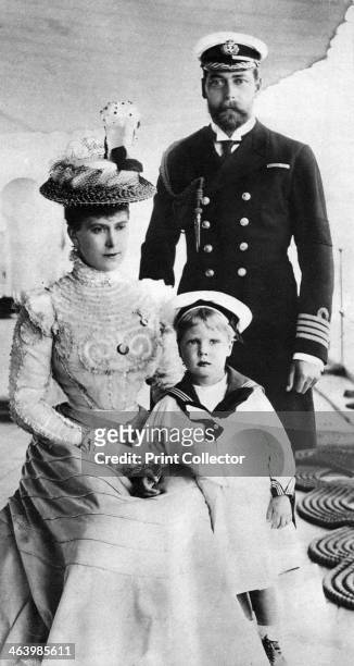 Prince George and his wife Mary with their son Edward, HMS Crescent, late 19th-early 20th century. The future King George V with his family....