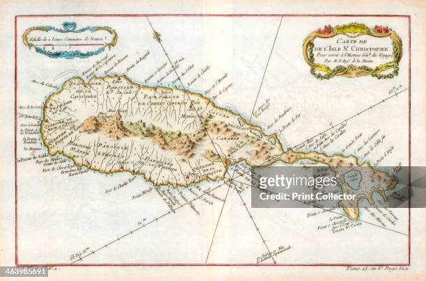 Map of the Caribbean island of St Christopher, c1764.