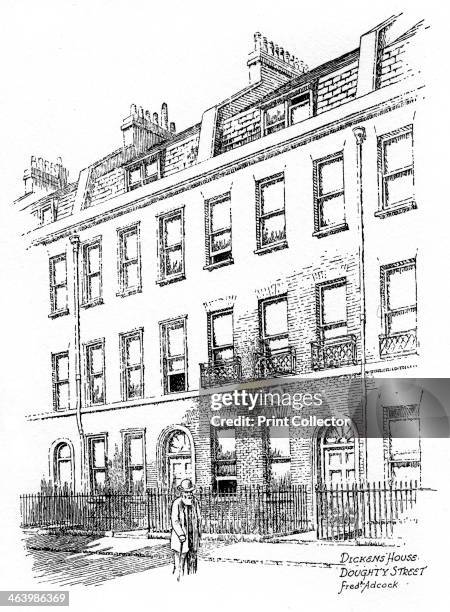 Dickens' house, 48 Doughty Street, London, 1912. The home of English author Dickens is now the Charles Dickens Museum. Illustration from Famous...