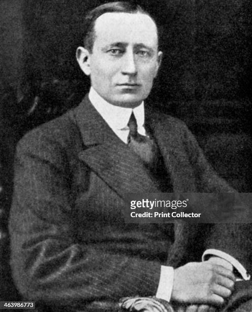Guglielmo Marconi, Italian inventor, c1920. Portrait of Marchese Guglielmo Marconi , physicist and inventor of wireless transmission. Illustration...