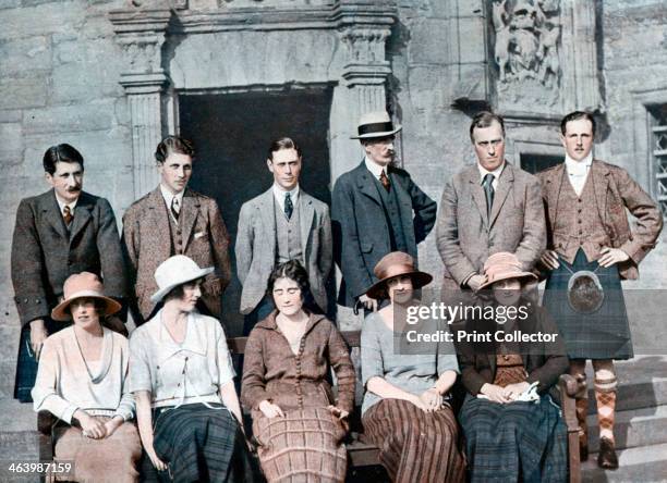 The Duke of York with the Earl of Strathmore's shooting party, Glamis Castle . The Duke of York, with the Earl of Strathmore, his father-in-law-to-be...