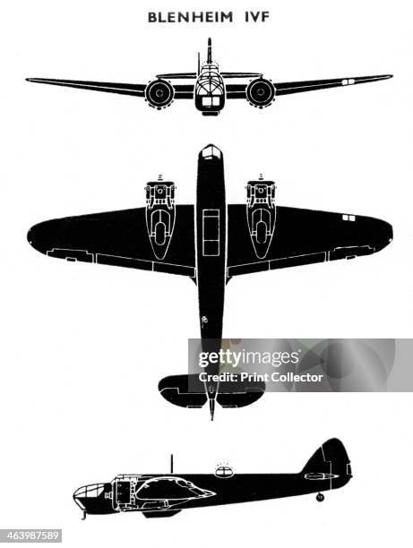 Bristol Blenheim Mk IVF, 1941. Initailly conceived as a light bomber, the Blenheim was successfully converted into a long-range and night fighter...