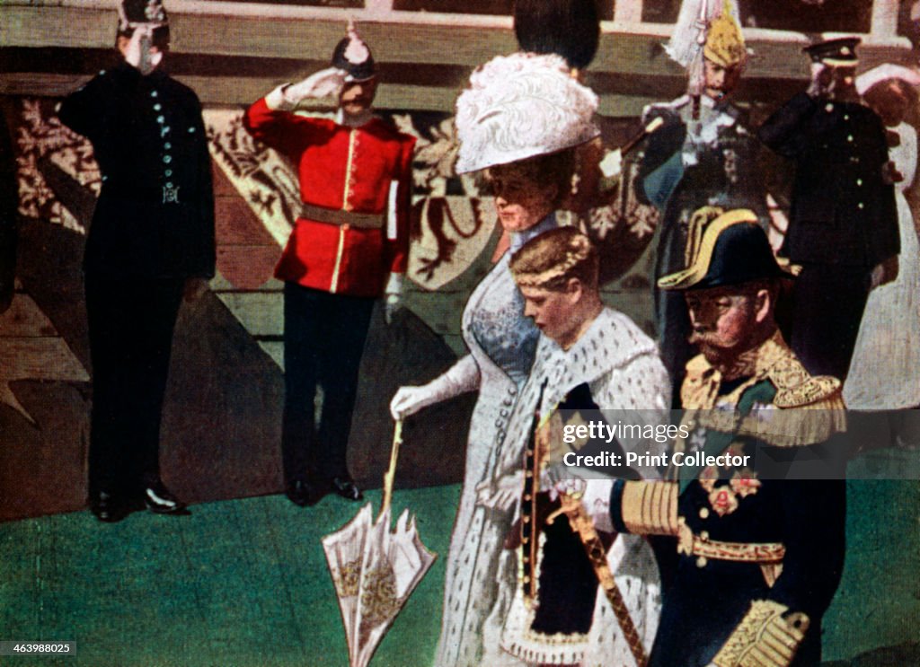 The investiture of the Prince of Wales, Carnarvon Castle, 1911-1912.Artist: Marshall Herskovitz