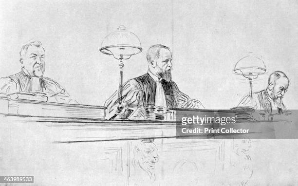 The judge, M de Valles, during the trial of Marguerite Steinheil, Paris, France, 1909. Marguerite Steinheil became famous for her connection with the...