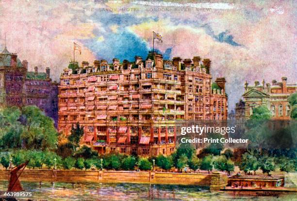 The Savoy Hotel as seen from the River Thames, London, 1905. From The Connoisseur magazine .