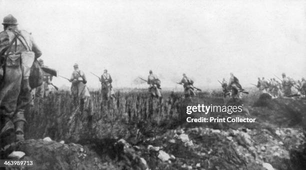 The French launch their offensive, 2nd Battle of Champagne, France, 25 September 1915. The French attack was initially successful, penetrating 3...