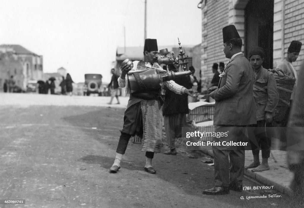 A lemonade seller, Beiruit, Lebanon, c1920s-c1930s(?).