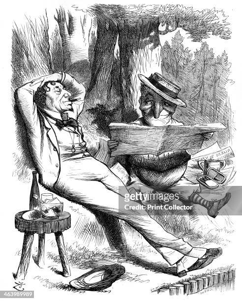 Otium Cum Diz!, 1878. Caricature of Benjamin Disraeli . From Punch (or the London Charivari} magazine .